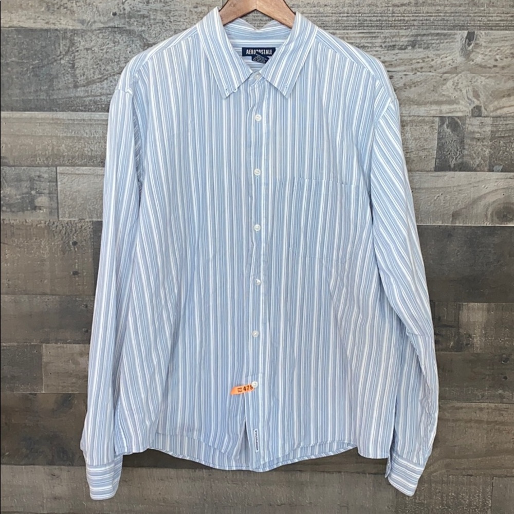 Blue Stripped Aeropostal Long Sleeve Button Down Shirt